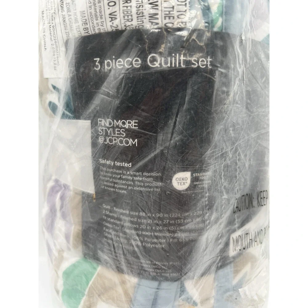 JCPenney Home Expressions Everton Quilt Set Full Queen Puritan Blue New Sealed